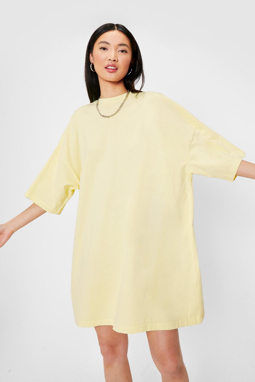 Robe t-shirt oversize à manches tombantes et col ras-du-cou, Lemon image number 1