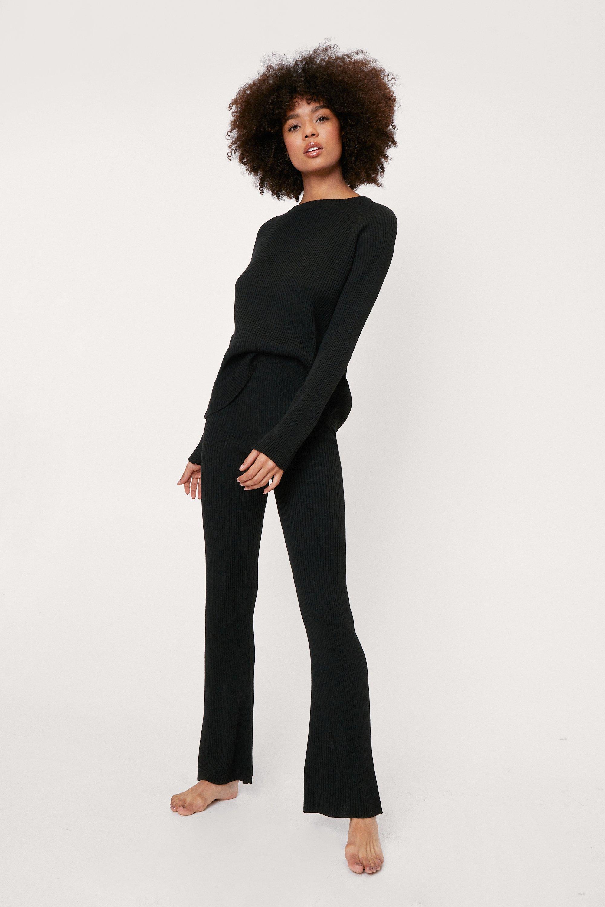 Ribbed Knit Jumper and Flares Lounge Set