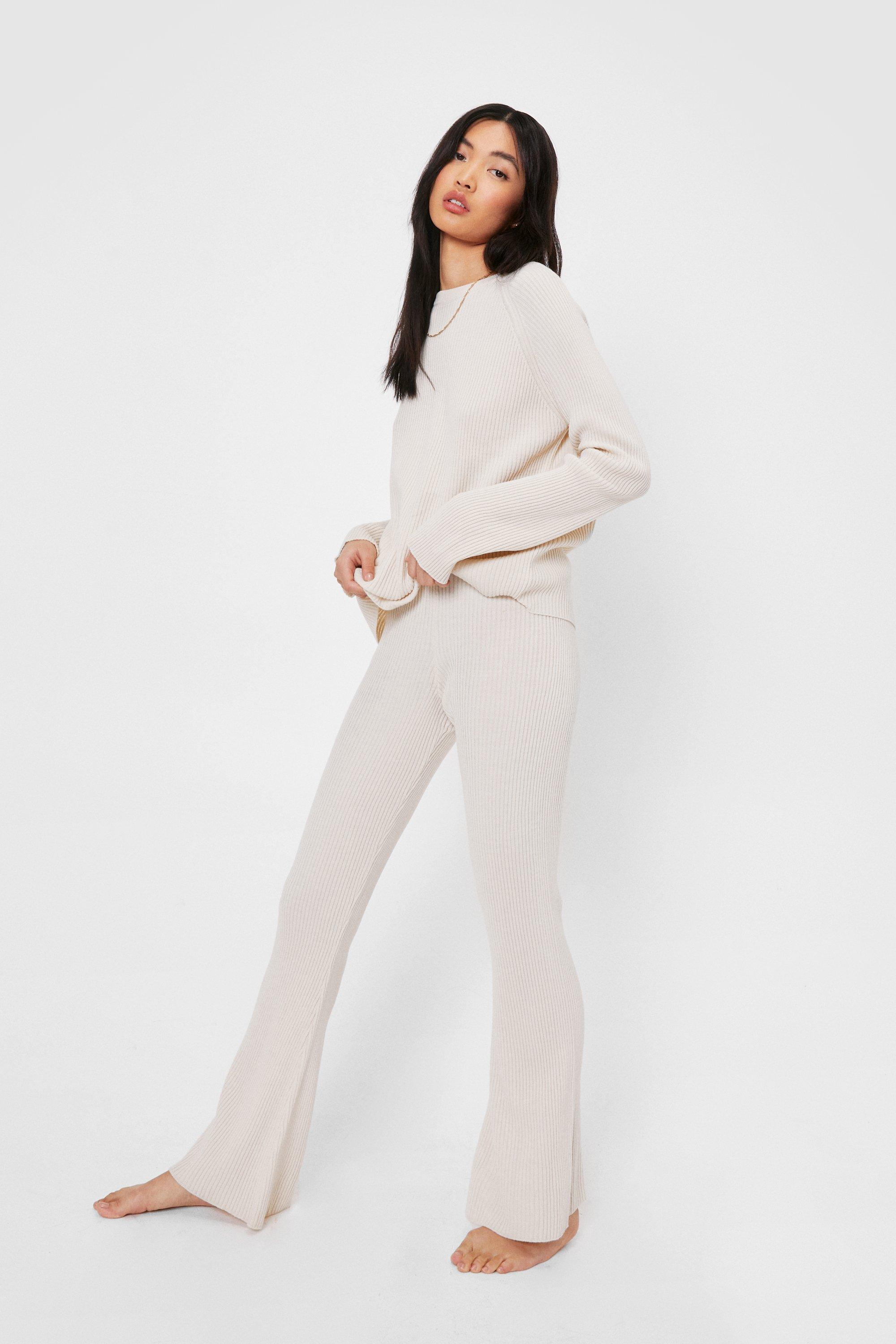 Ribbed Knit Jumper and Flares Lounge Set