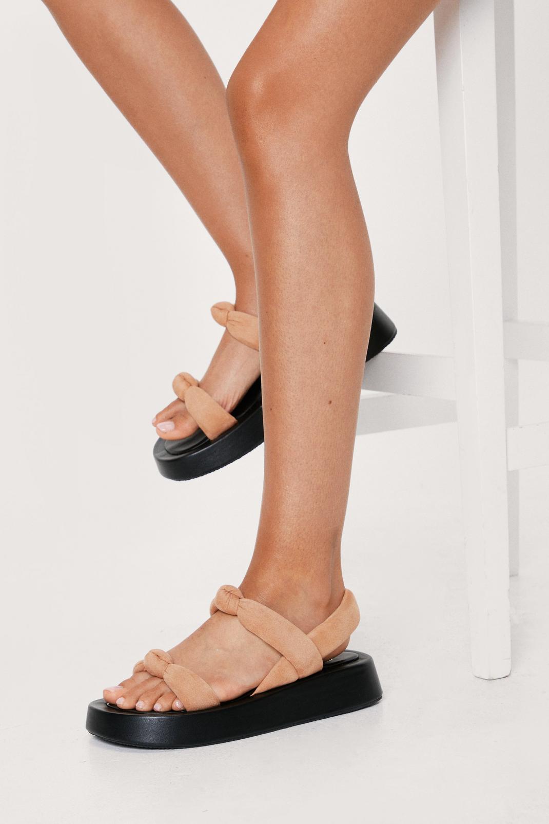 Apricot Padded Knot Detail Flatform Sandals image number 1