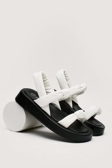 White Padded Knot Detail Flatform Sandals
