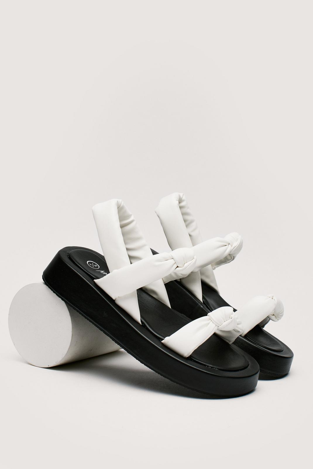 White Padded Knot Detail Flatform Sandals image number 1