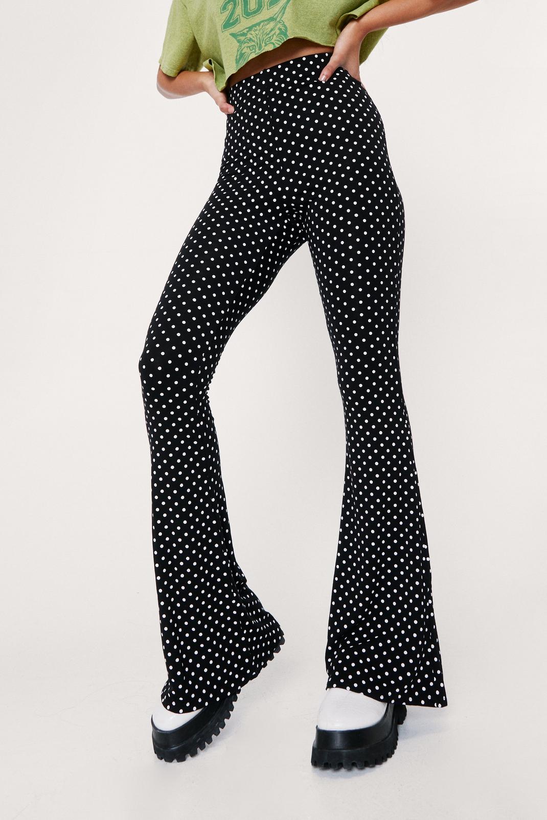 808 High Waisted Flare Spotty Print Pants image number 2