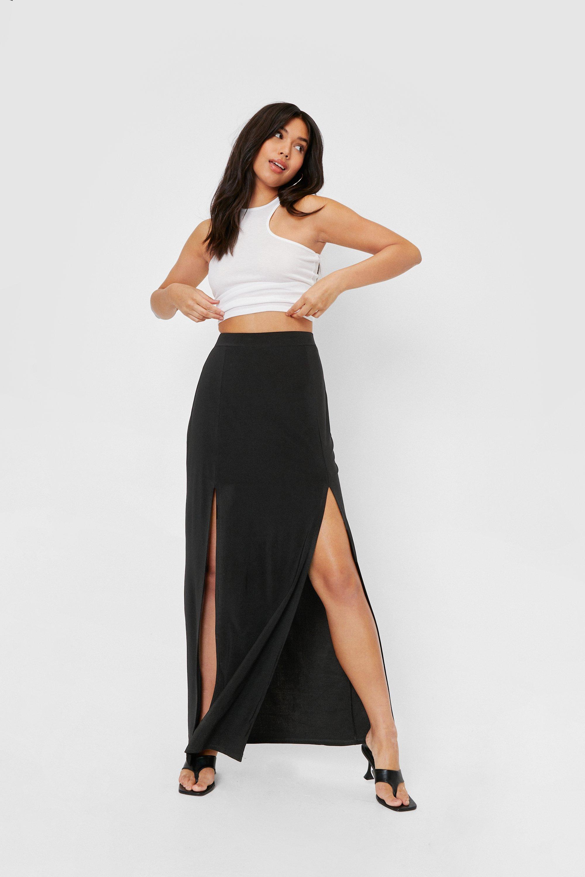 High waisted maxi 2025 skirt with split