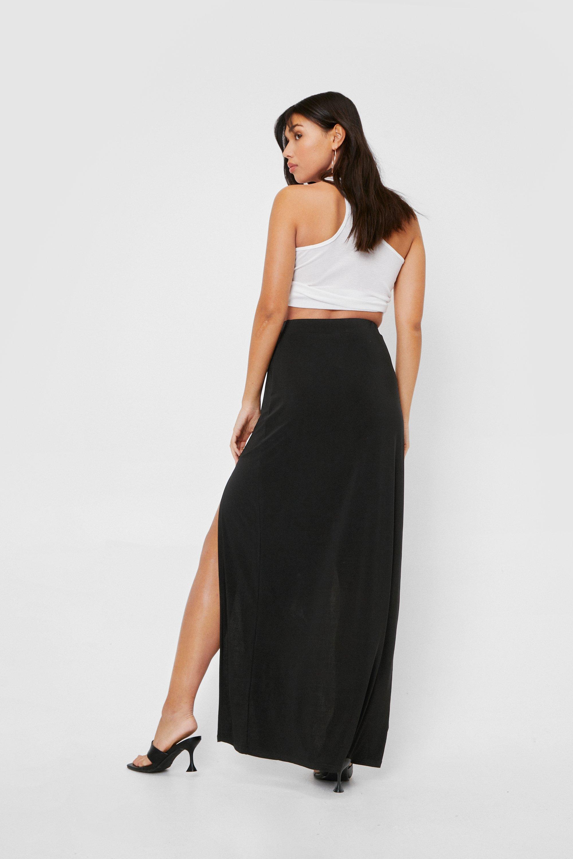 Side Split High-waisted Black Maxi Skirt, Whirl W.'s Photo