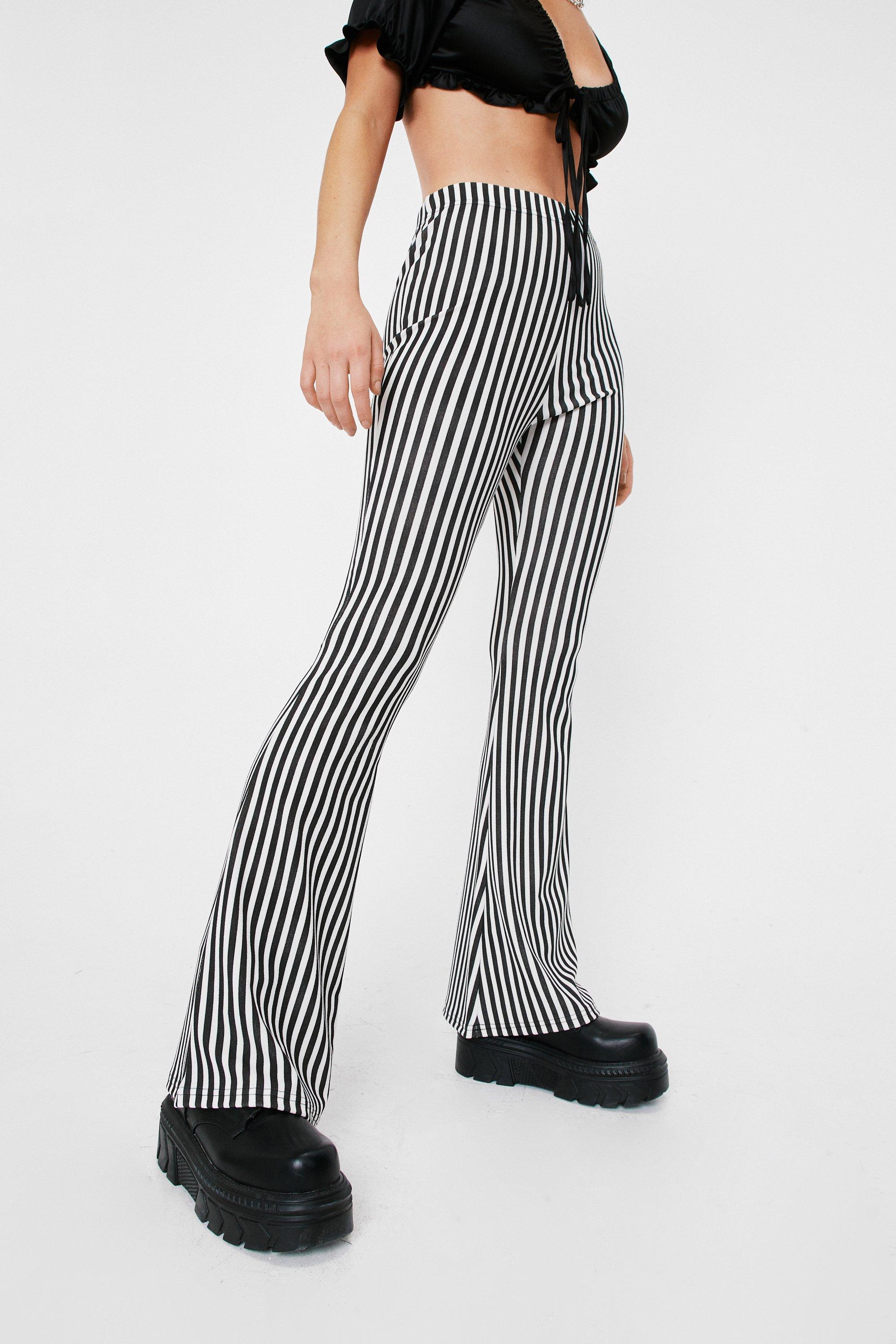 Plus Nude Striped Basic Flared Pants