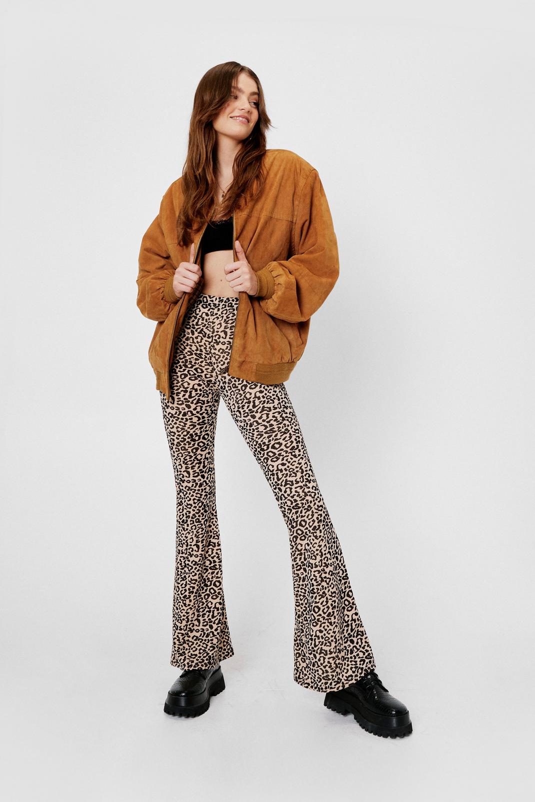 Women's High Rise Extra Stretch Cheetah Print Flare Jeans