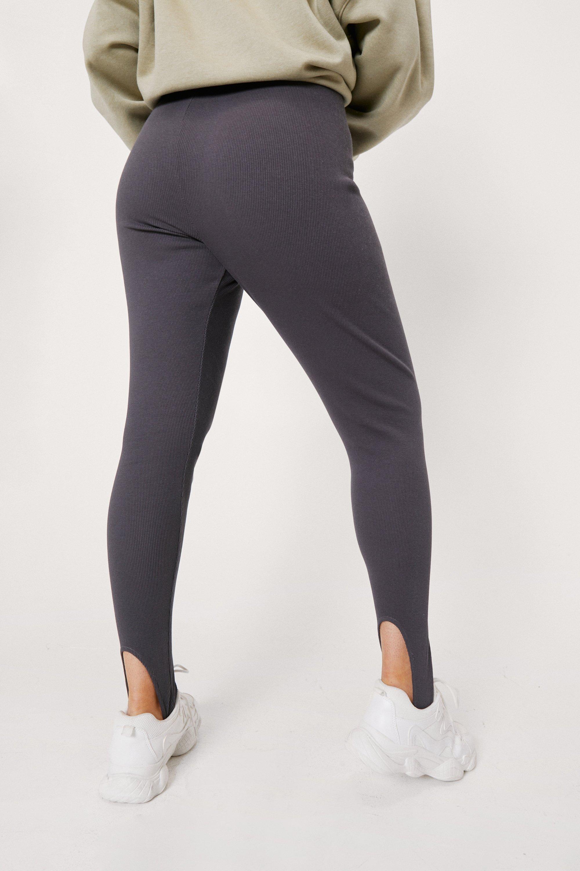 Plus Size Ribbed High Waisted Stirrup Leggings