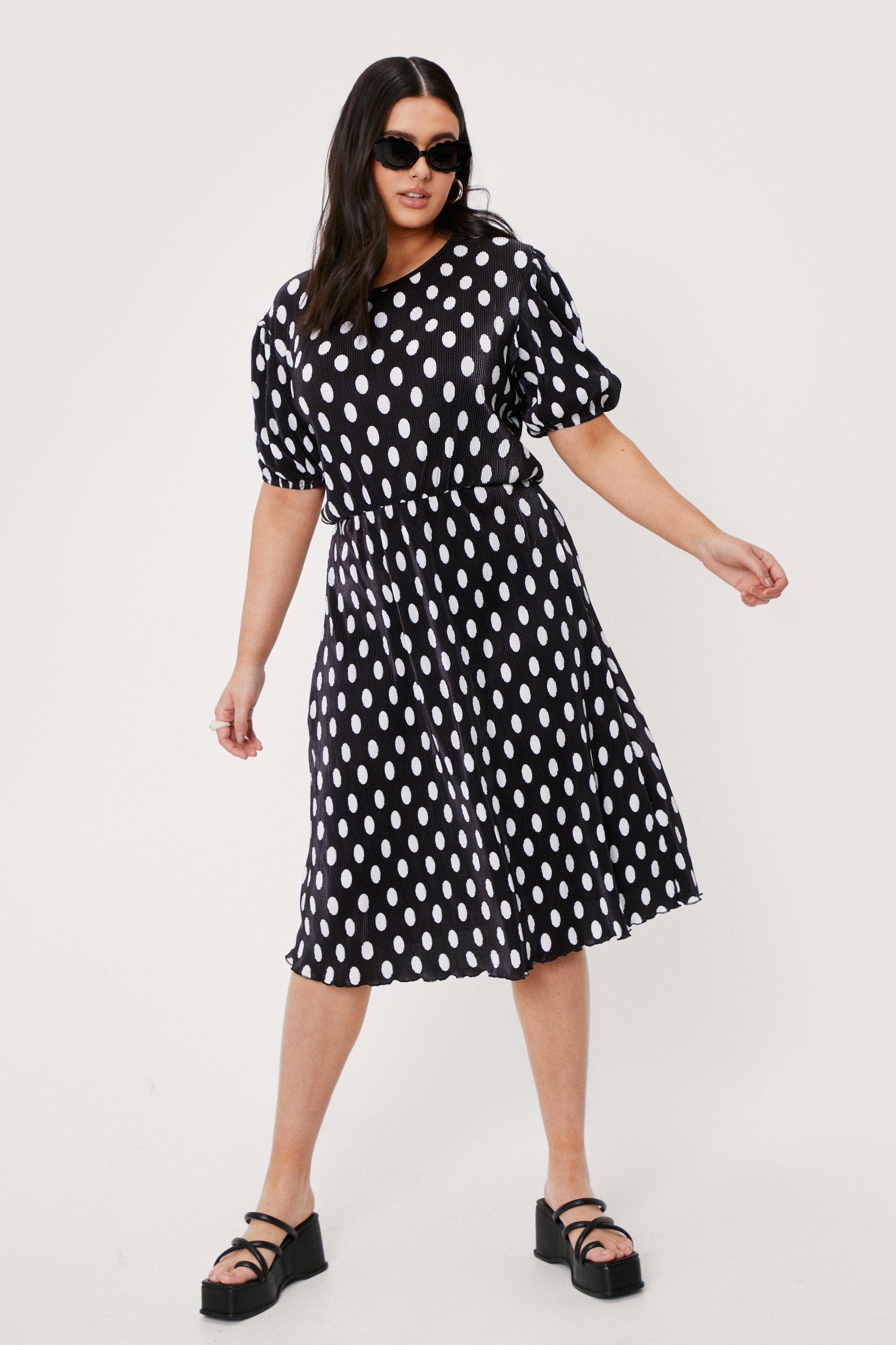 nasty gal black and white polka dot dress