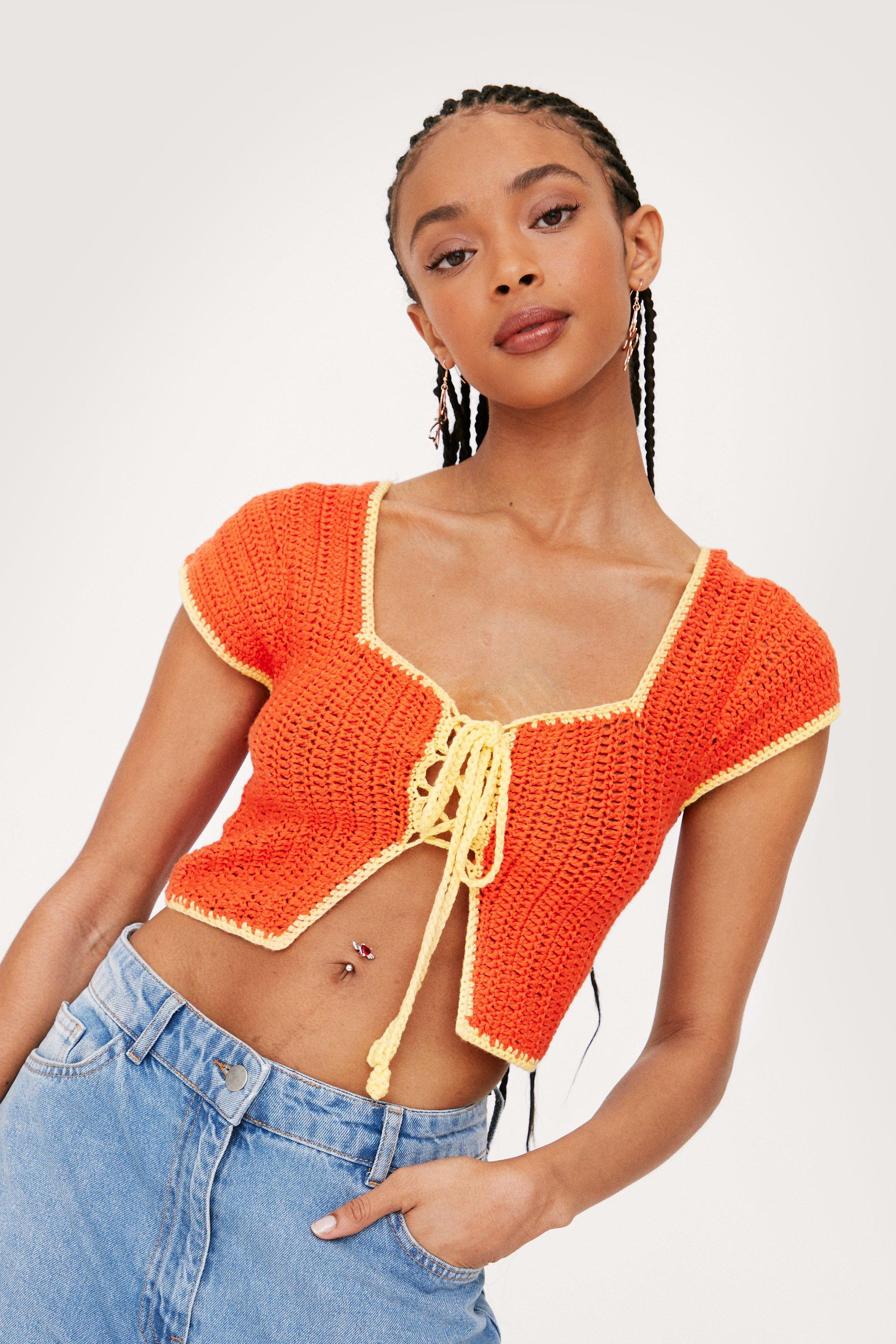 Easy Crochet Lace-up Crop Top 