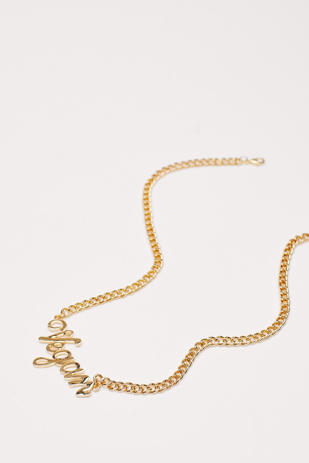 Gold Vegan Slogan Chain Necklace image number 1