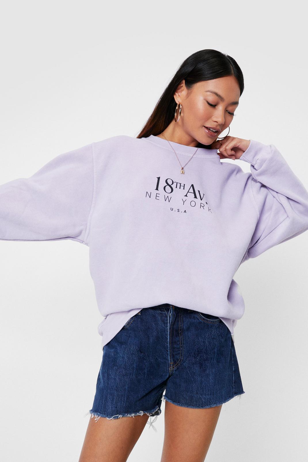 Lilac Petite New York Oversized Sweatshirt image number 1