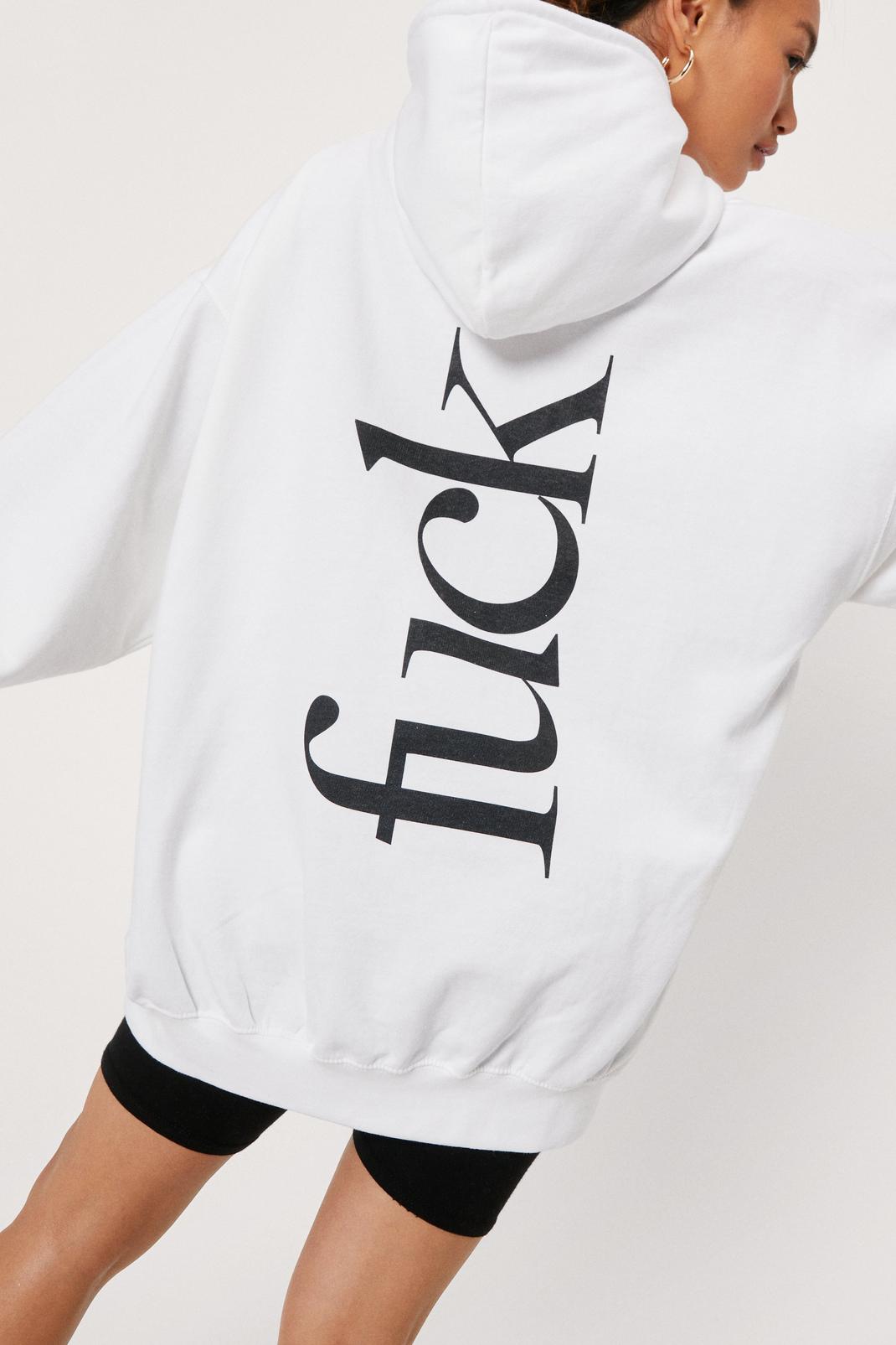White Petite Fuck Back Graphic Hoodie image number 1