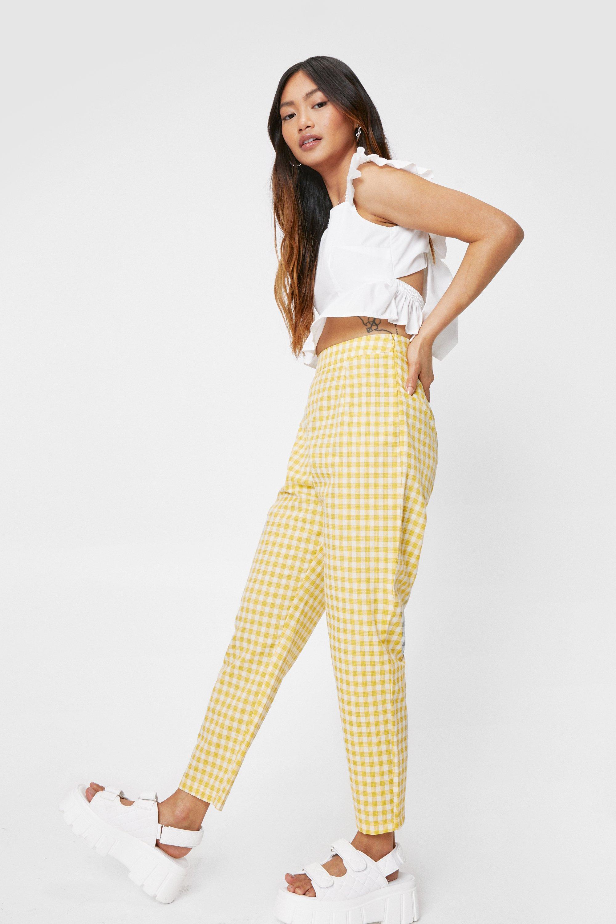 Women Tapered Essential Pants Petite Check