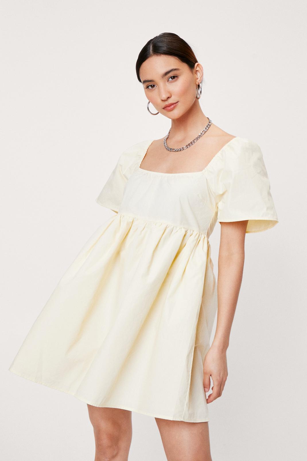 Lemon Petite Cotton Puff Sleeve Smock Dress image number 1
