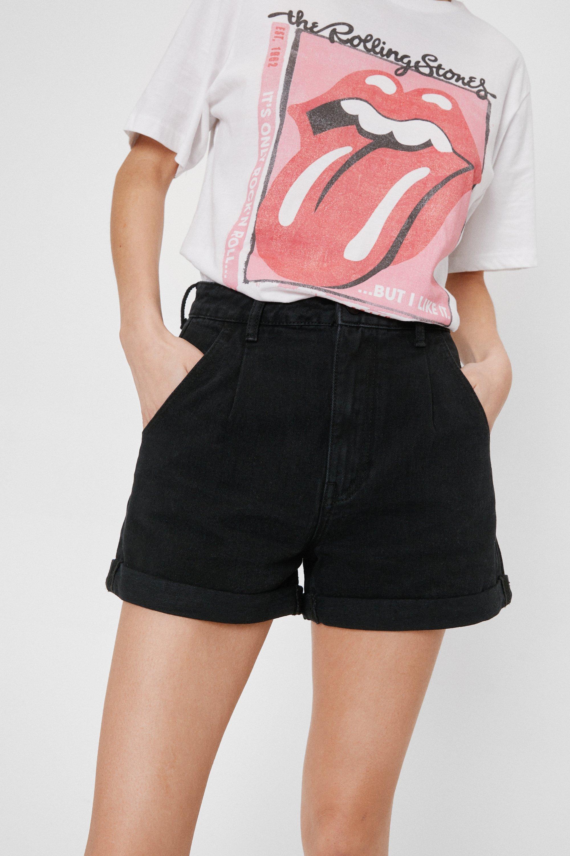 relaxed denim mom short