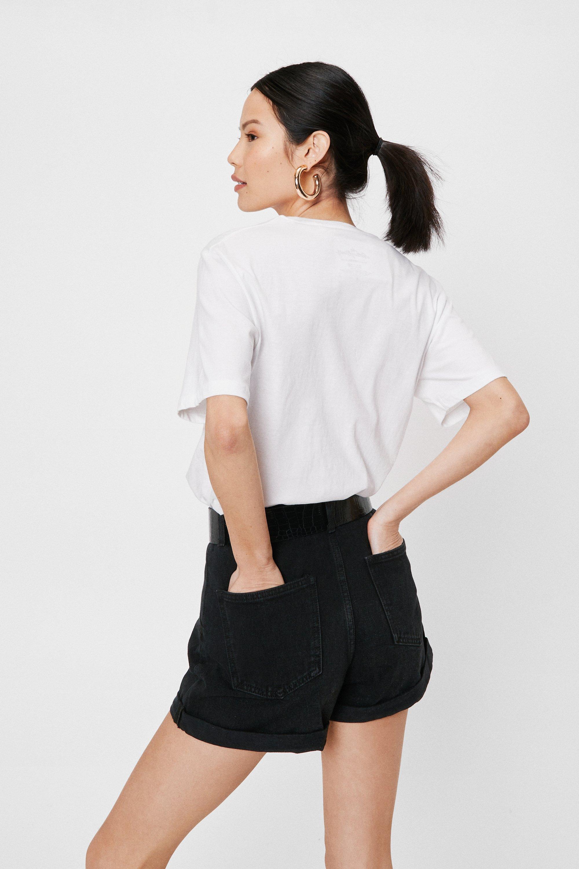 relaxed denim mom short