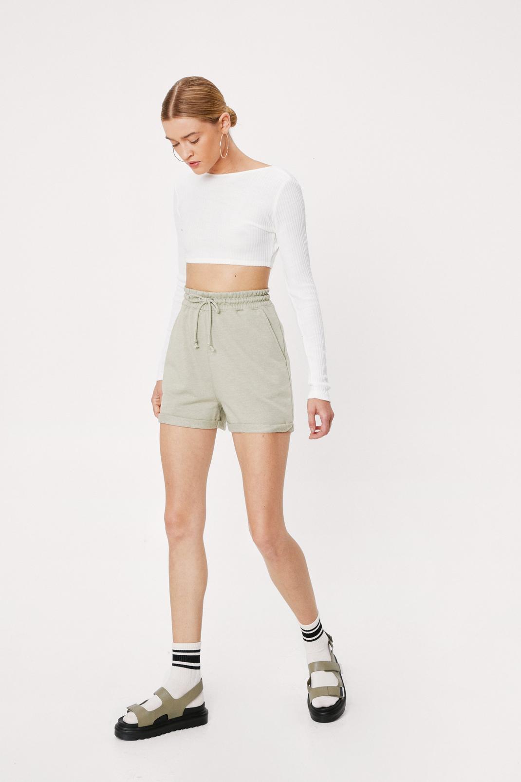 White high waisted shorts Show it off