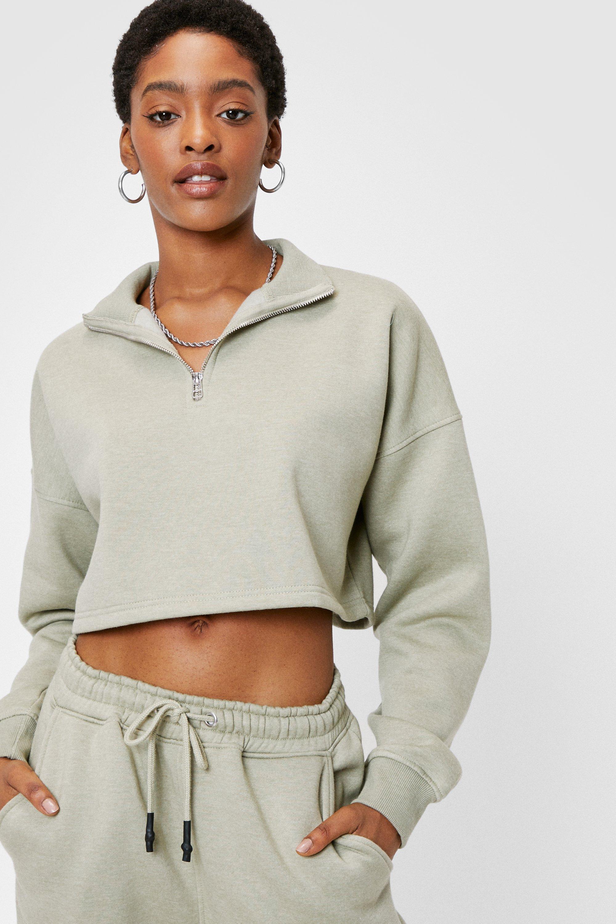 Cropped half cheap zip pullover