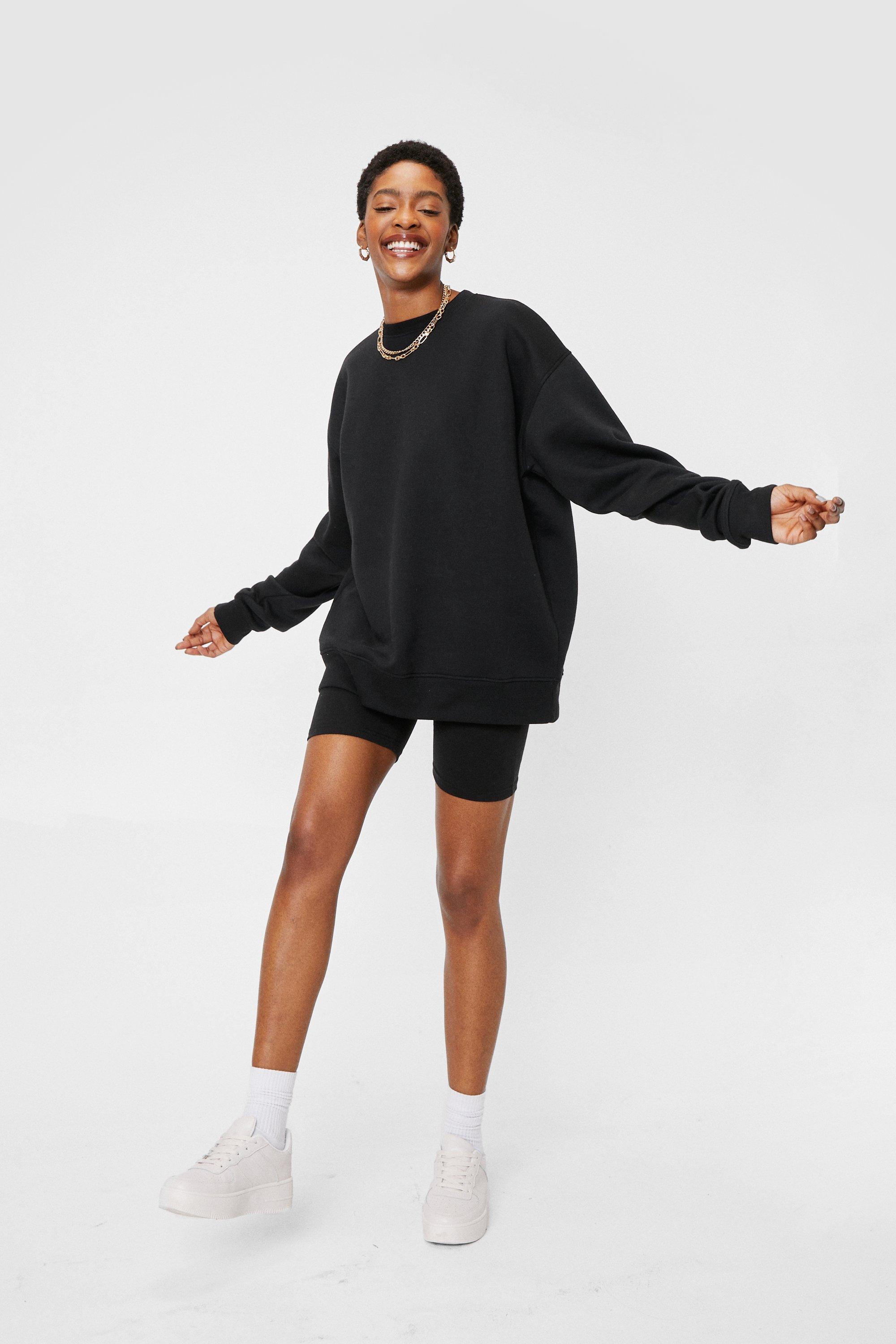 Biker shorts discount with oversized sweater