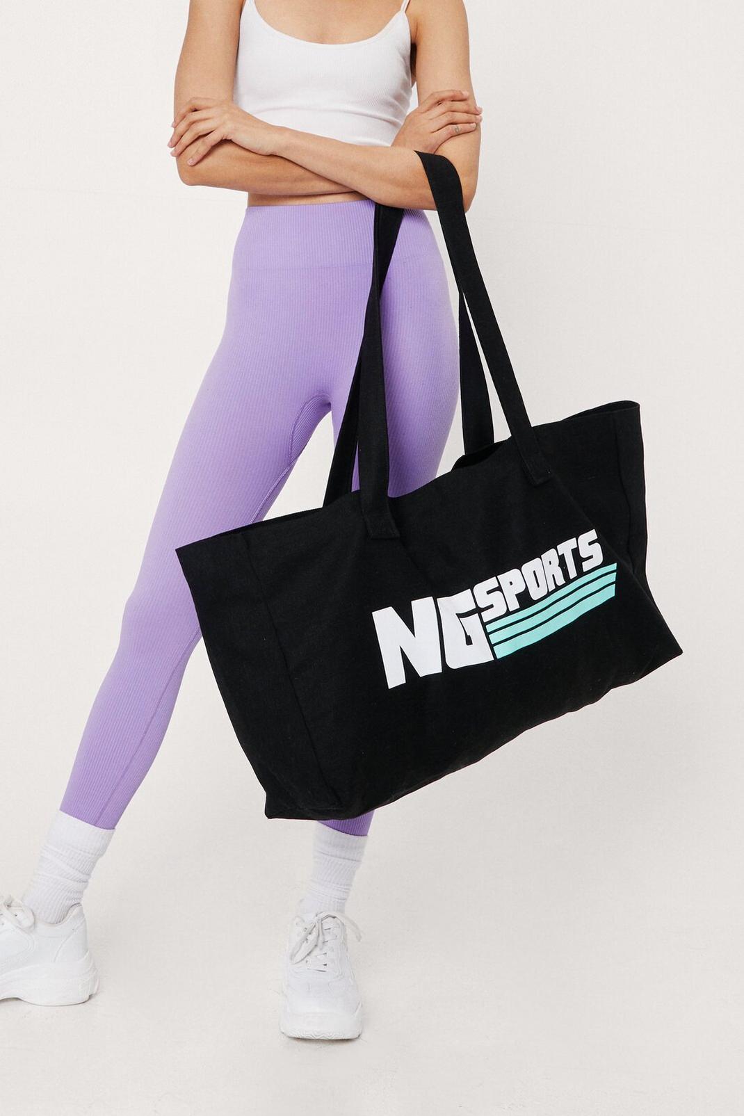 Black NG Sports Oversized Graphic Tote Bag image number 1