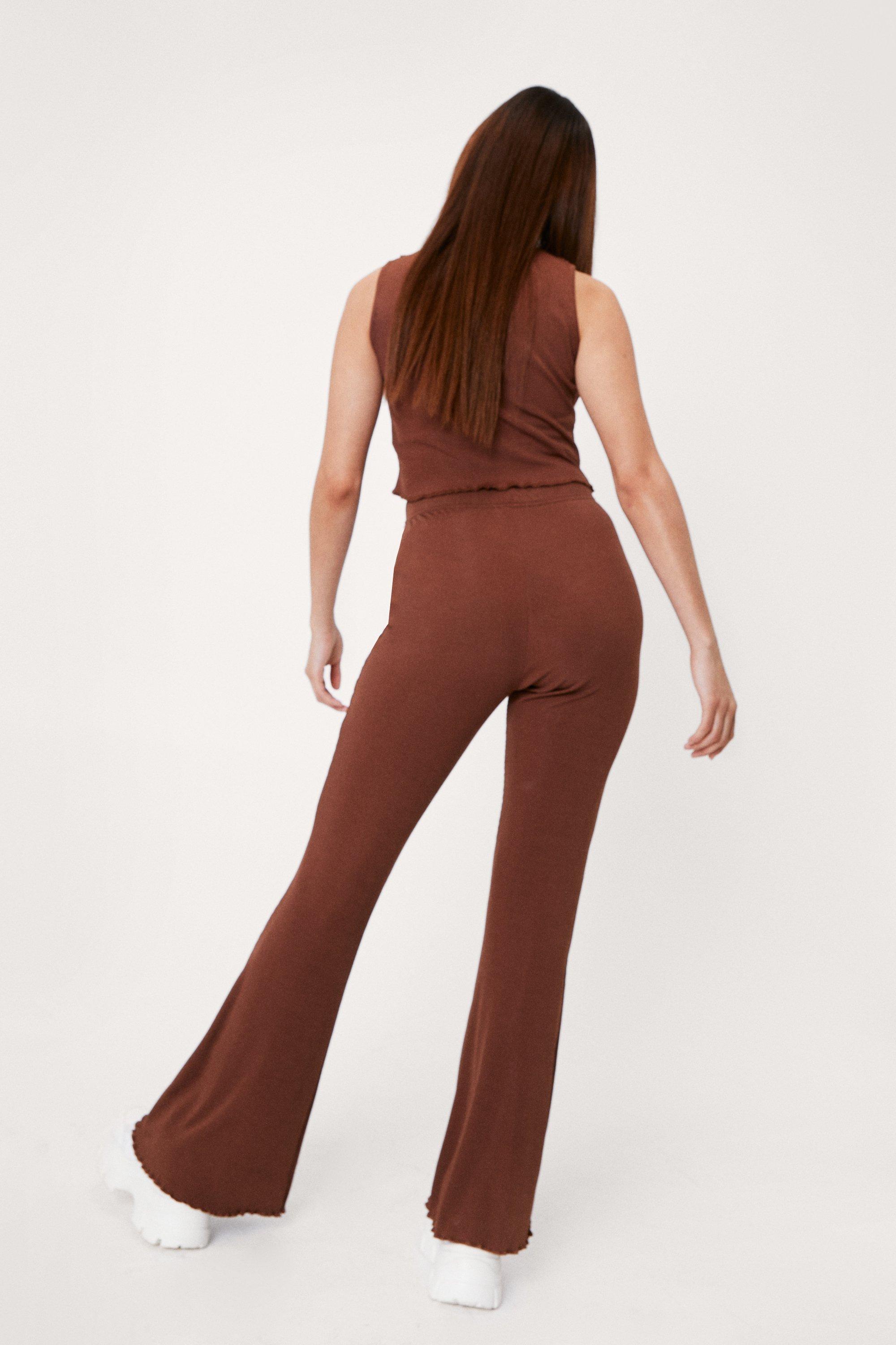 Petite Exposed Seam High Waisted Flare Pants