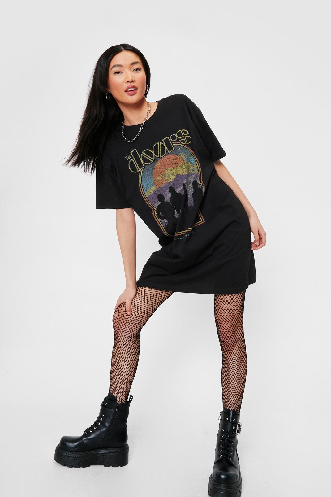 Black The Doors Graphic T-Shirt Mini Dress image number 1