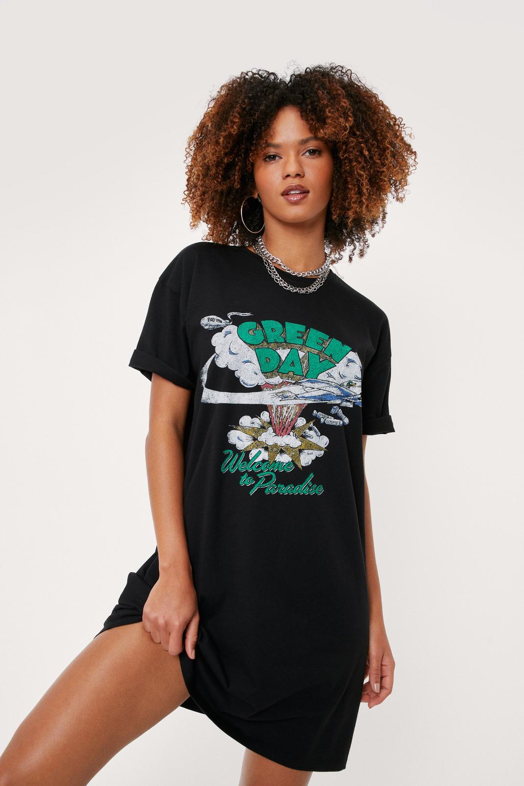 Robe t-shirt ample à impressions du groupe Green Day, Black image number 1