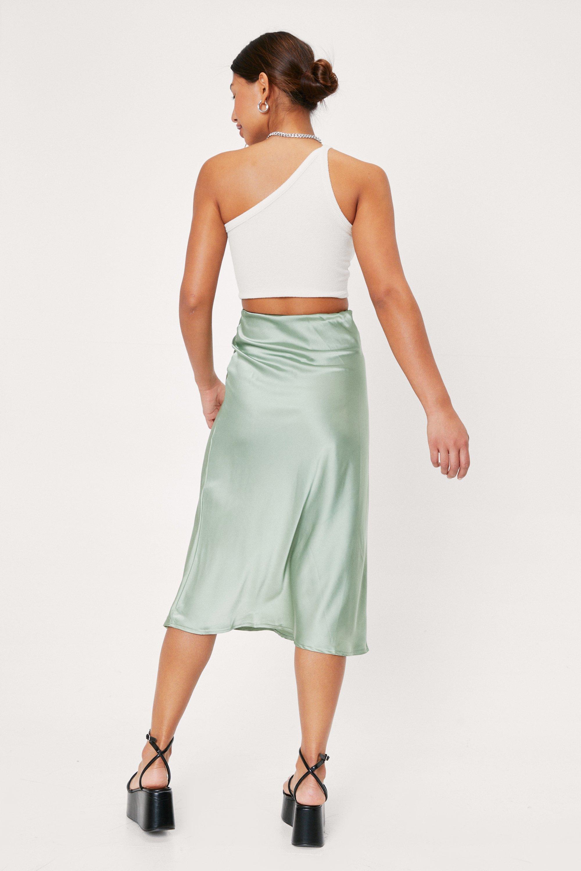 Satin High Waist Midi Skirt in Persimmon – Girl Intuitive