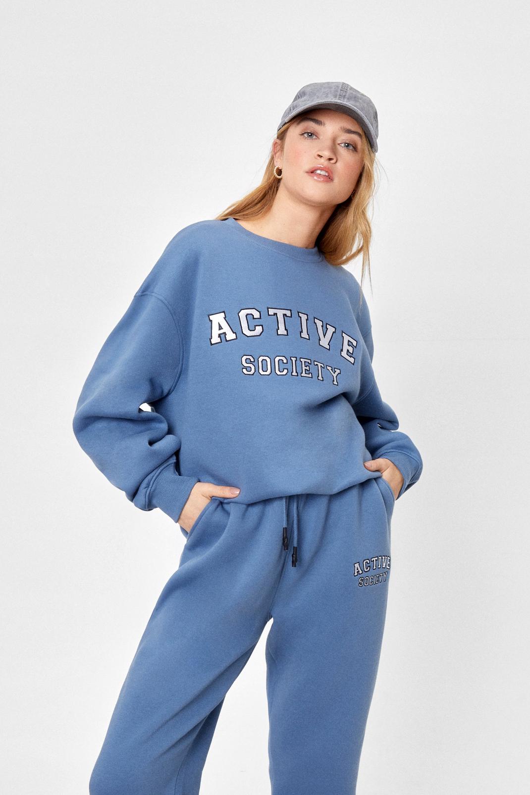 Blue Active Society Embroidered Graphic Sweatshirt image number 1