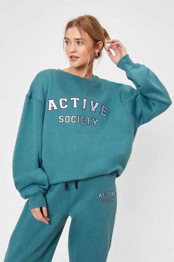 Active Society Embroidered Graphic Sweatshirt teal