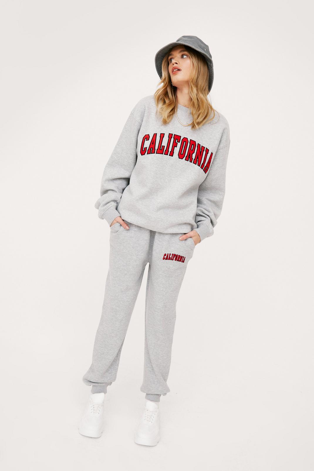 Grey marl California Embroidered Sweatpants image number 1