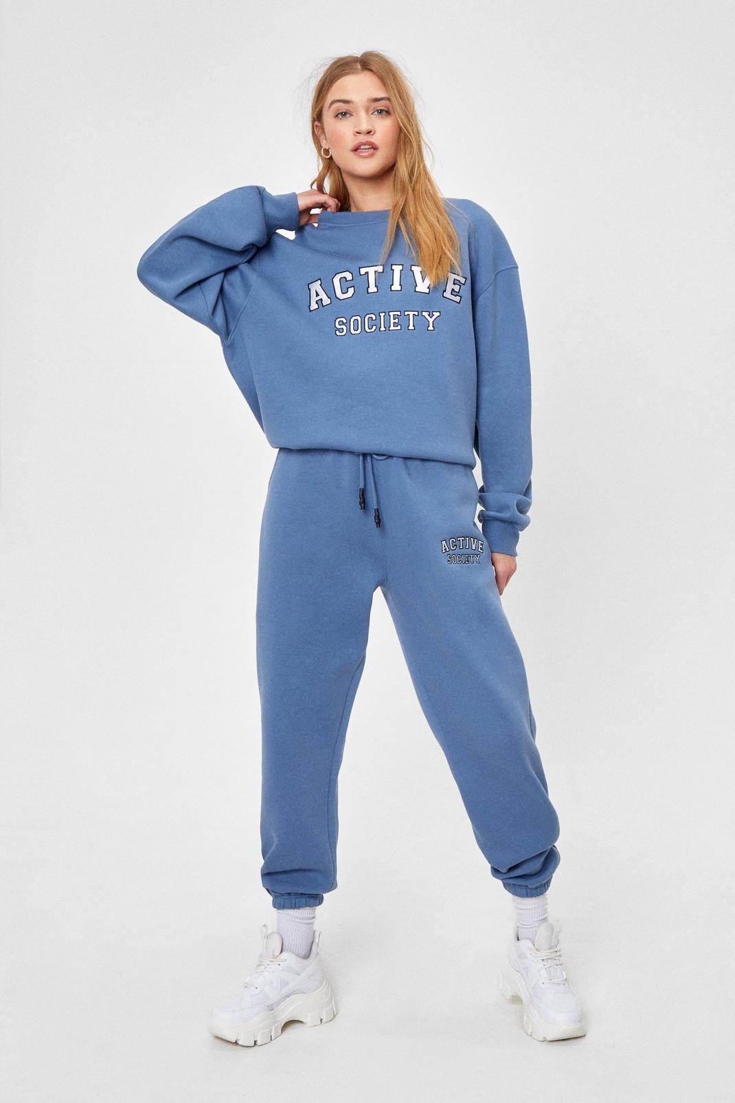 Blue Active Society Cuffed Graphic Joggers image number 1