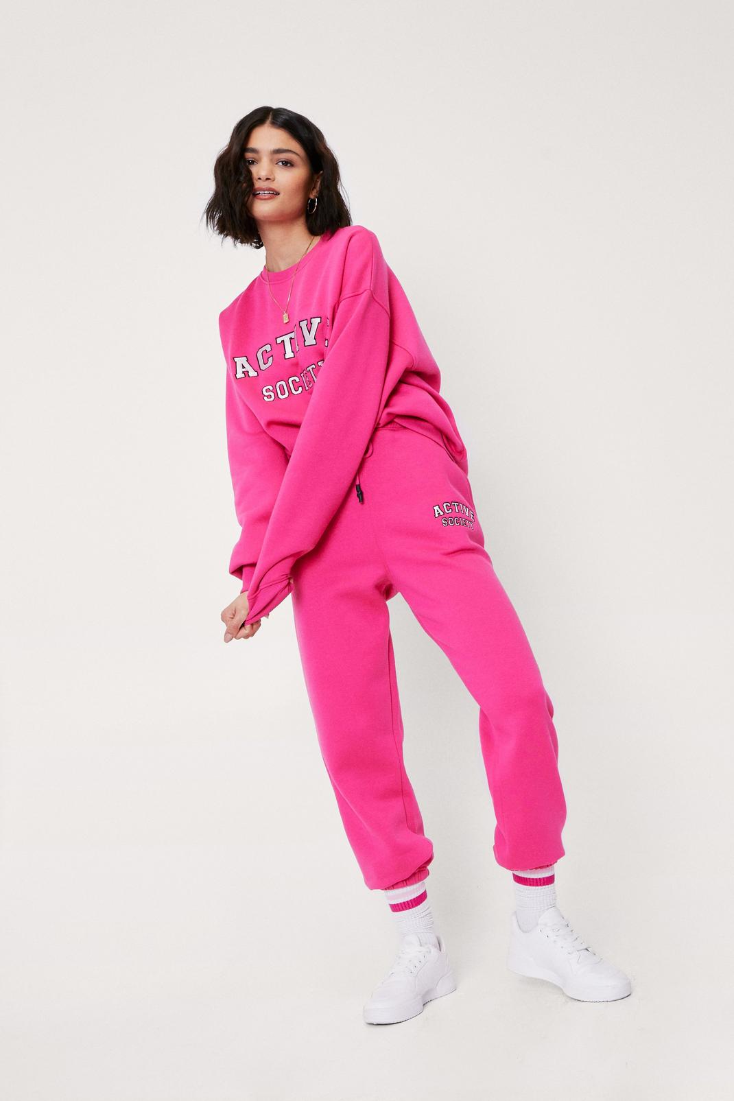 Pink Active Society Cuffed Graphic Joggers image number 1