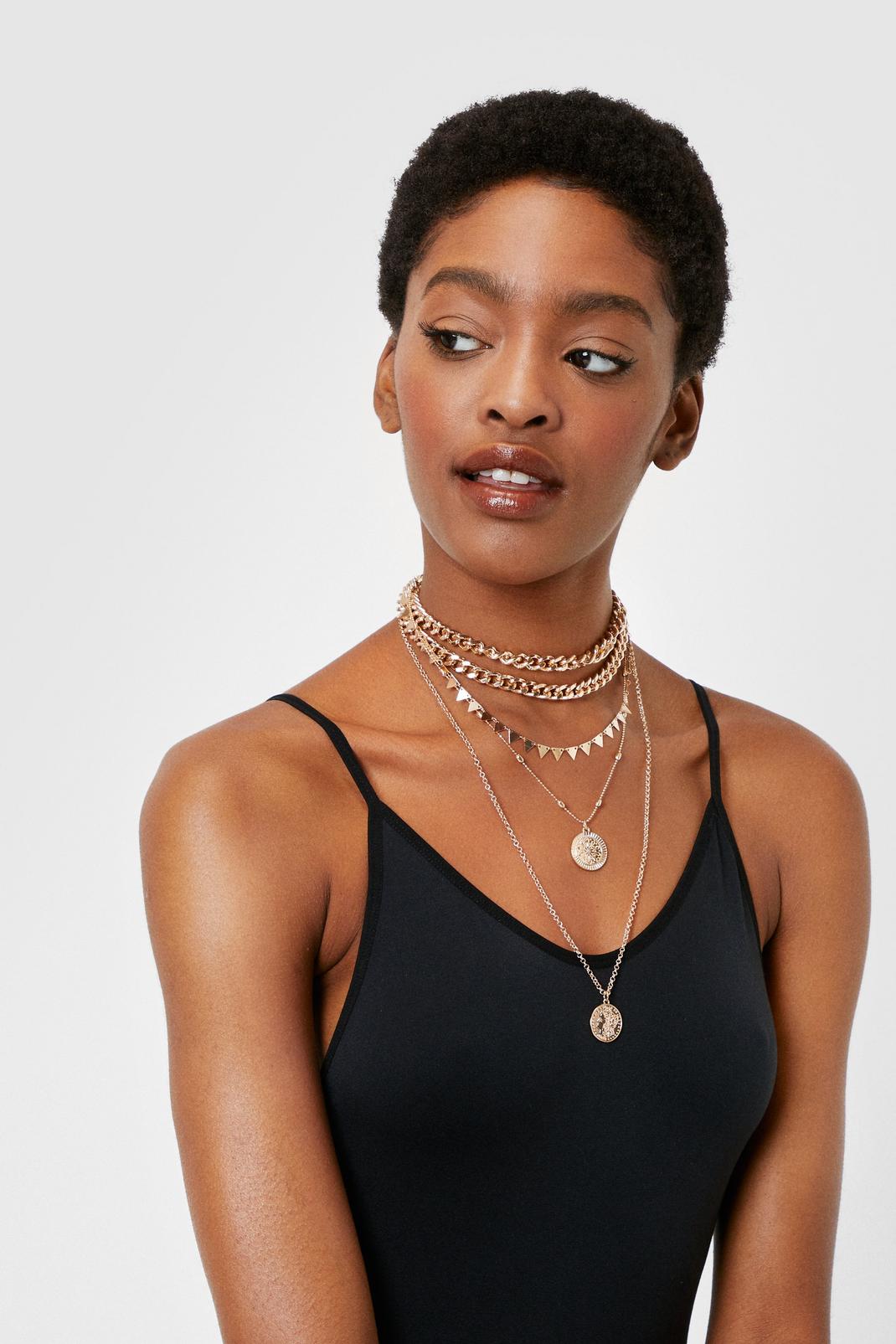 Layered Chain Coin Drop Pendant Necklace | Nasty Gal