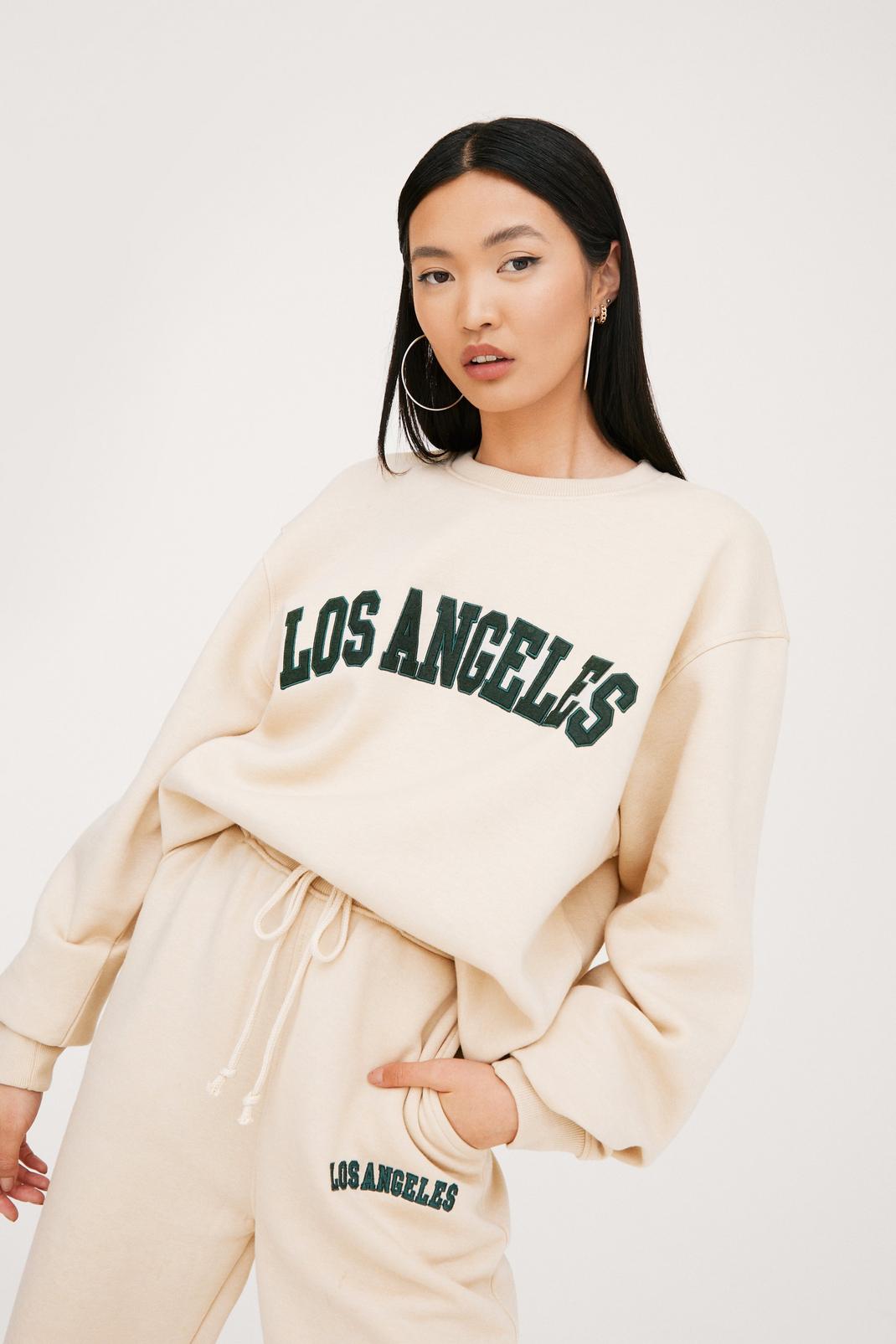 Sand Los Angeles Oversized Embroidered Graphic Sweatshirt image number 1