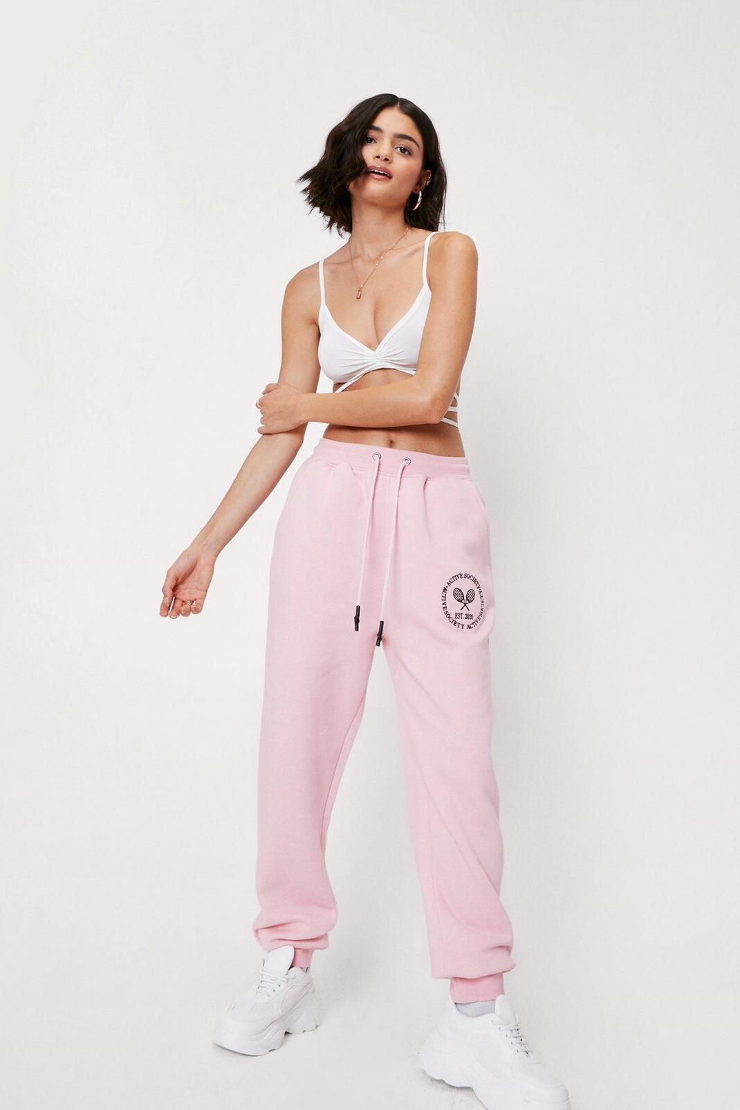 Blush Active Society Embroidered High Waisted Joggers image number 1