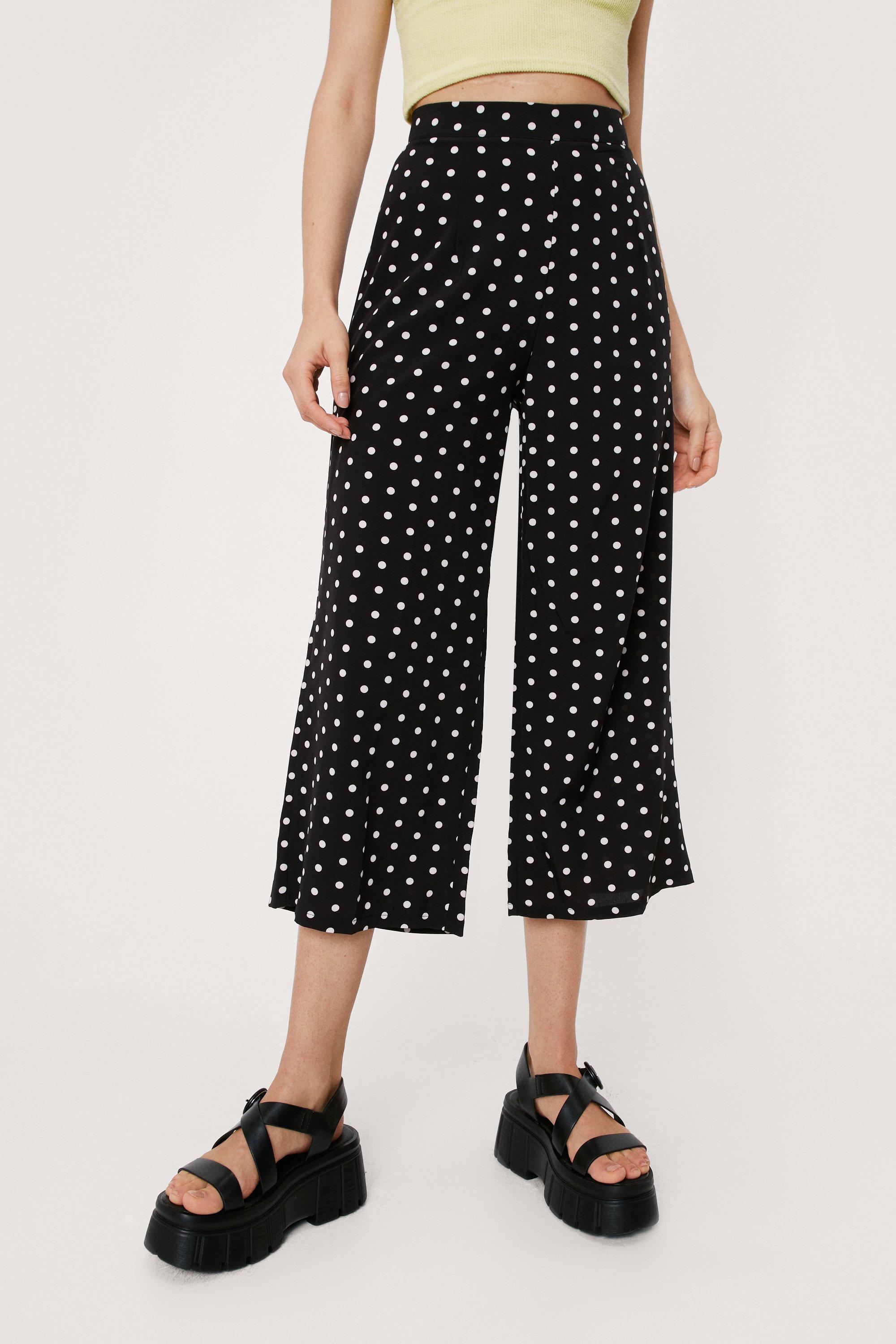 polka dot high waisted trousers