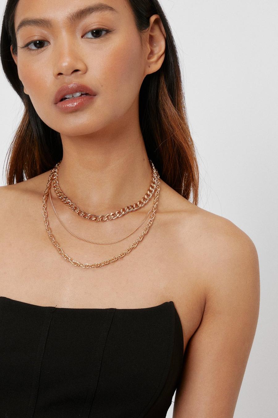Triple Layered Chunky Chain Necklace
