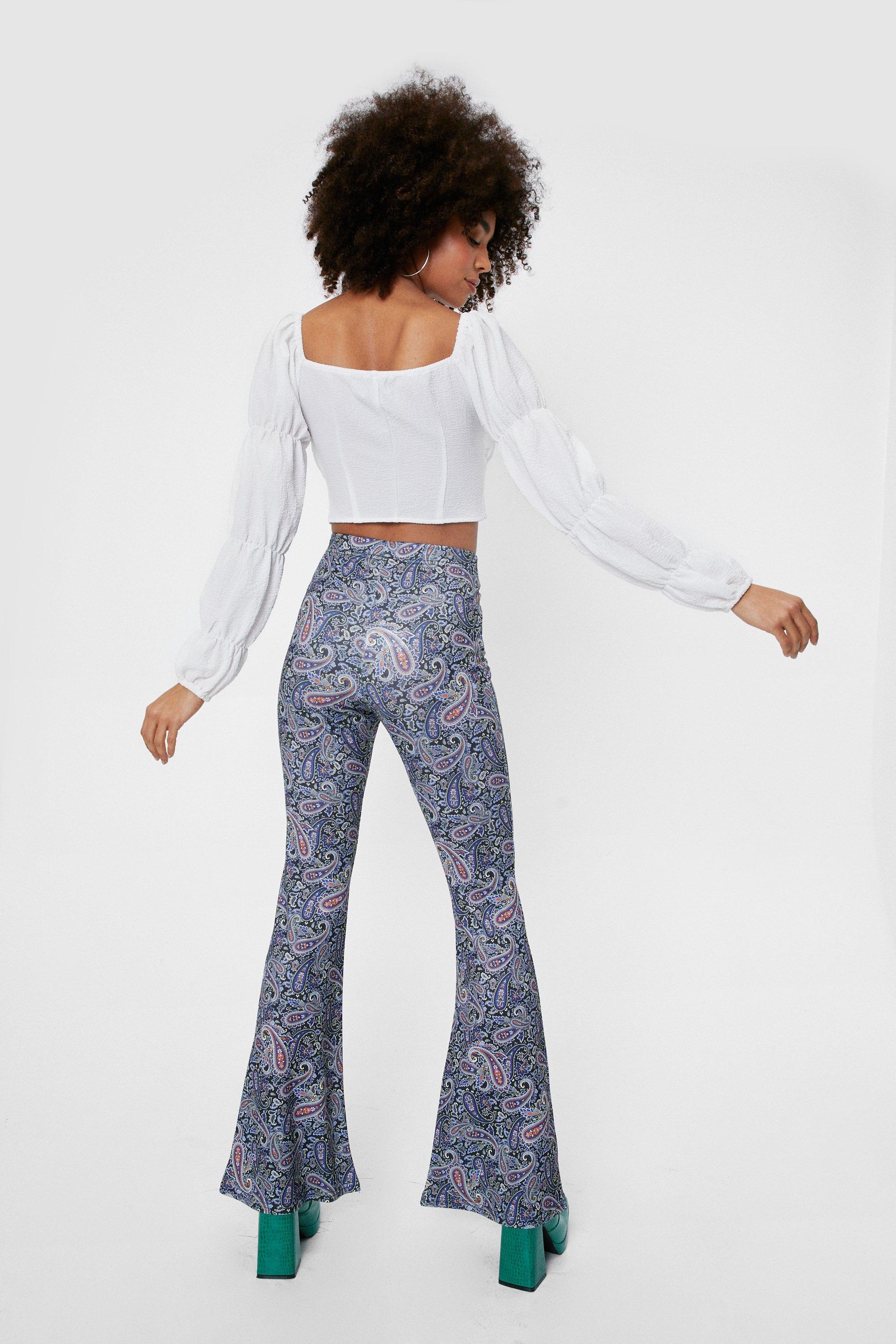 High-rise crÃªpe flared pants