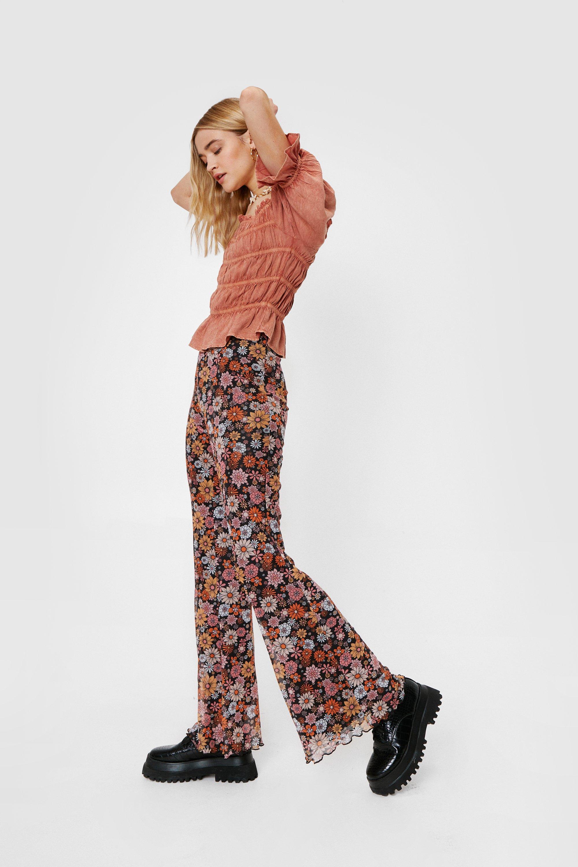 flower flared pants