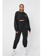 Black Plus Size Active Society Embroidered Joggers