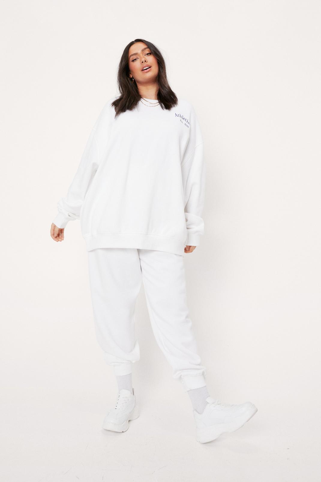 White Plus Size Athletisme Embroidered Sweatshirt image number 1