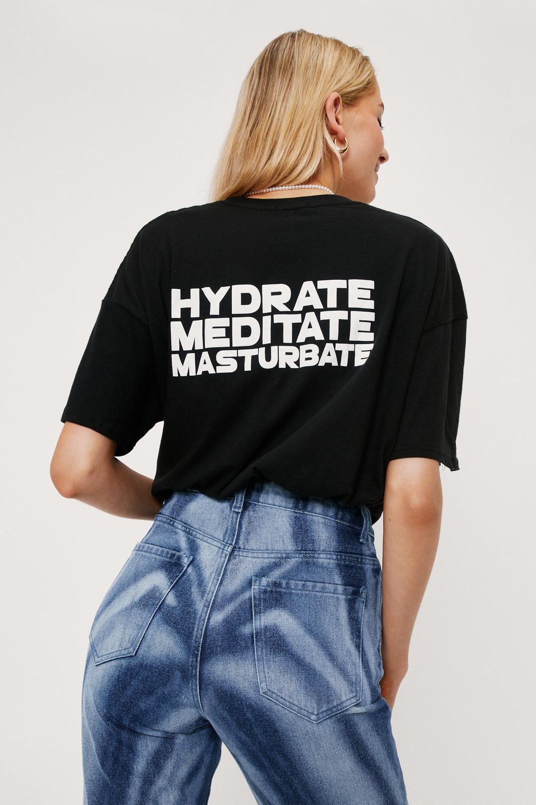 T-shirt ample à impressions Hydrate Meditate au dos, Black image number 1