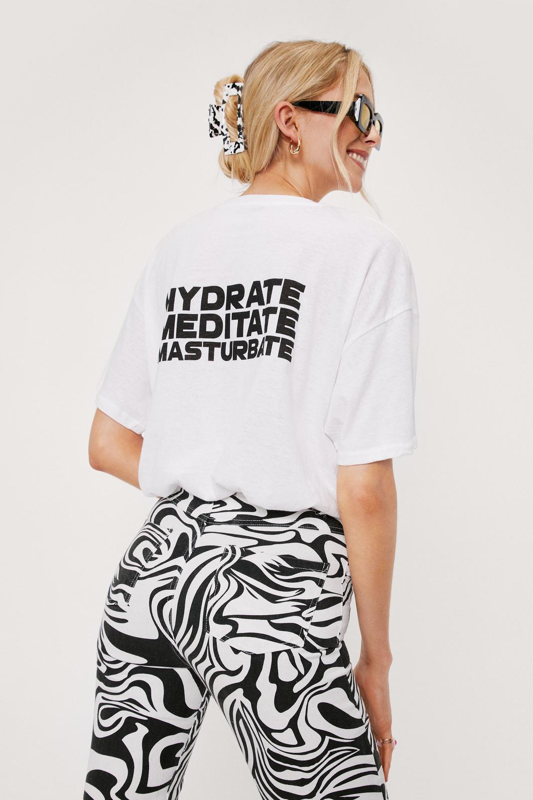White Hydrate Meditate Back Placement Graphic T-Shirt image number 1