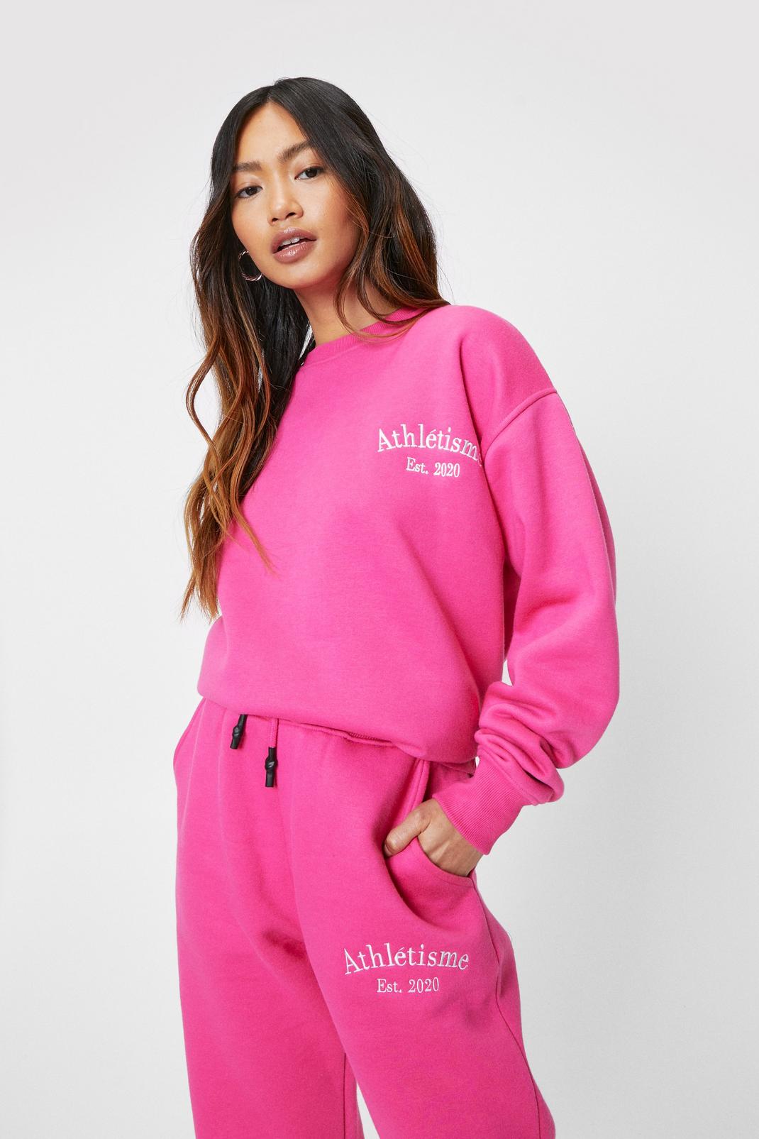 Hot pink Petite Athletisme Embroidered Sweatshirt image number 1