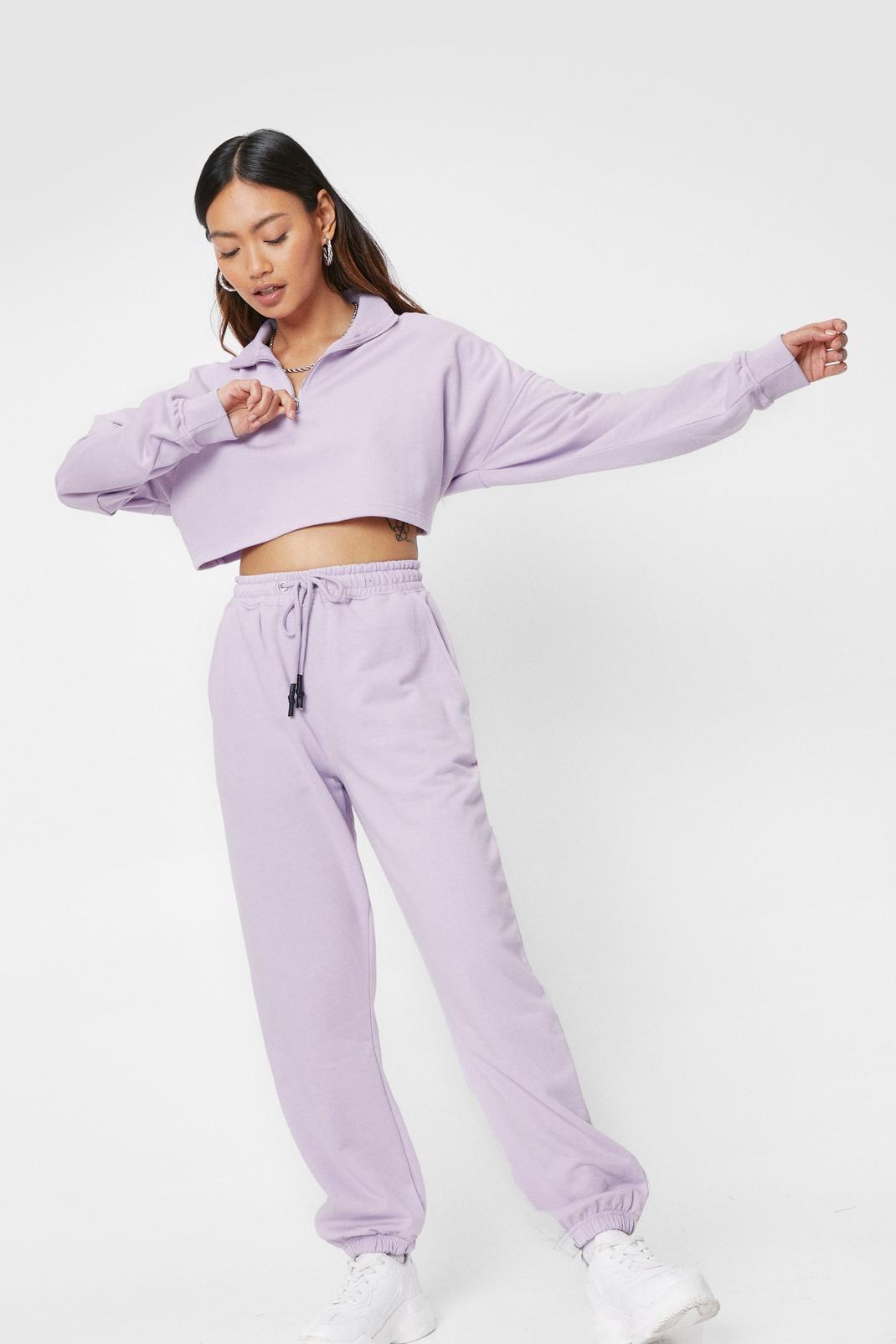 Lilac Petite Zip Sweatshirt and Tracksuit Pants Set image number 1