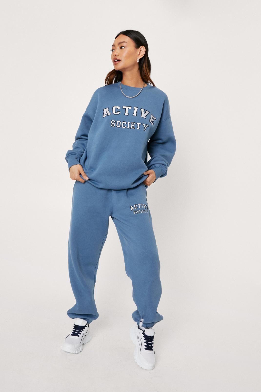 Blue Petite Active Society High Waisted Sweatpants image number 1