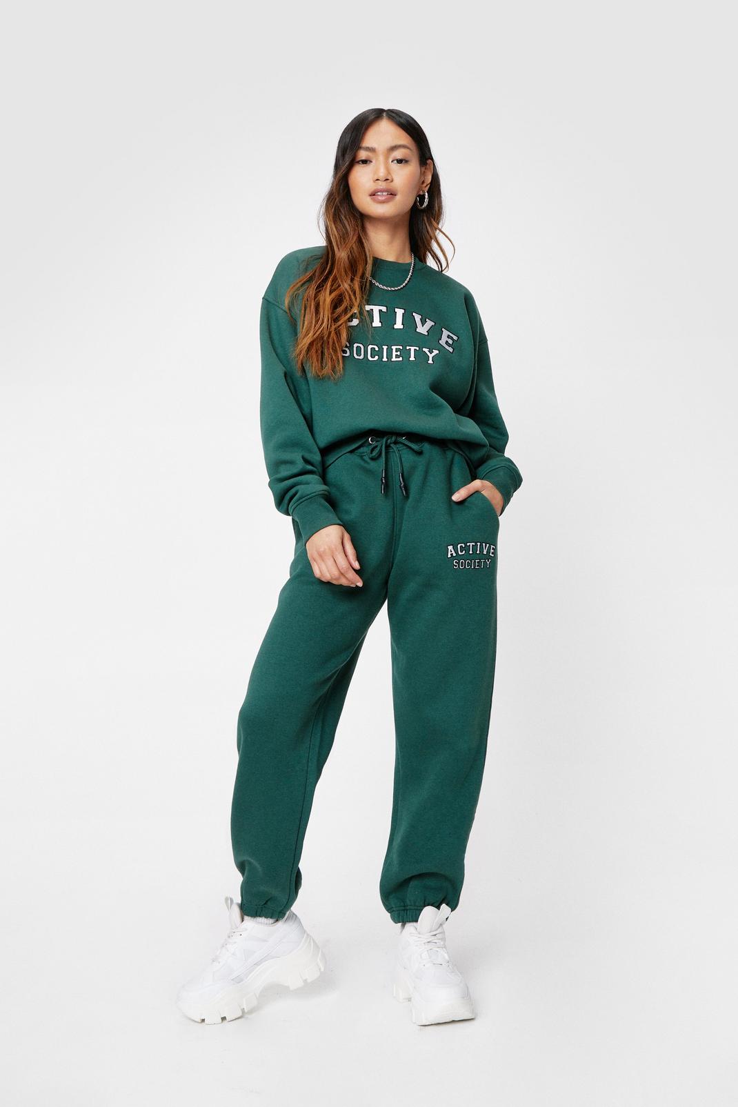 Green Petite Active Society High Waisted Tracksuit Pants image number 1