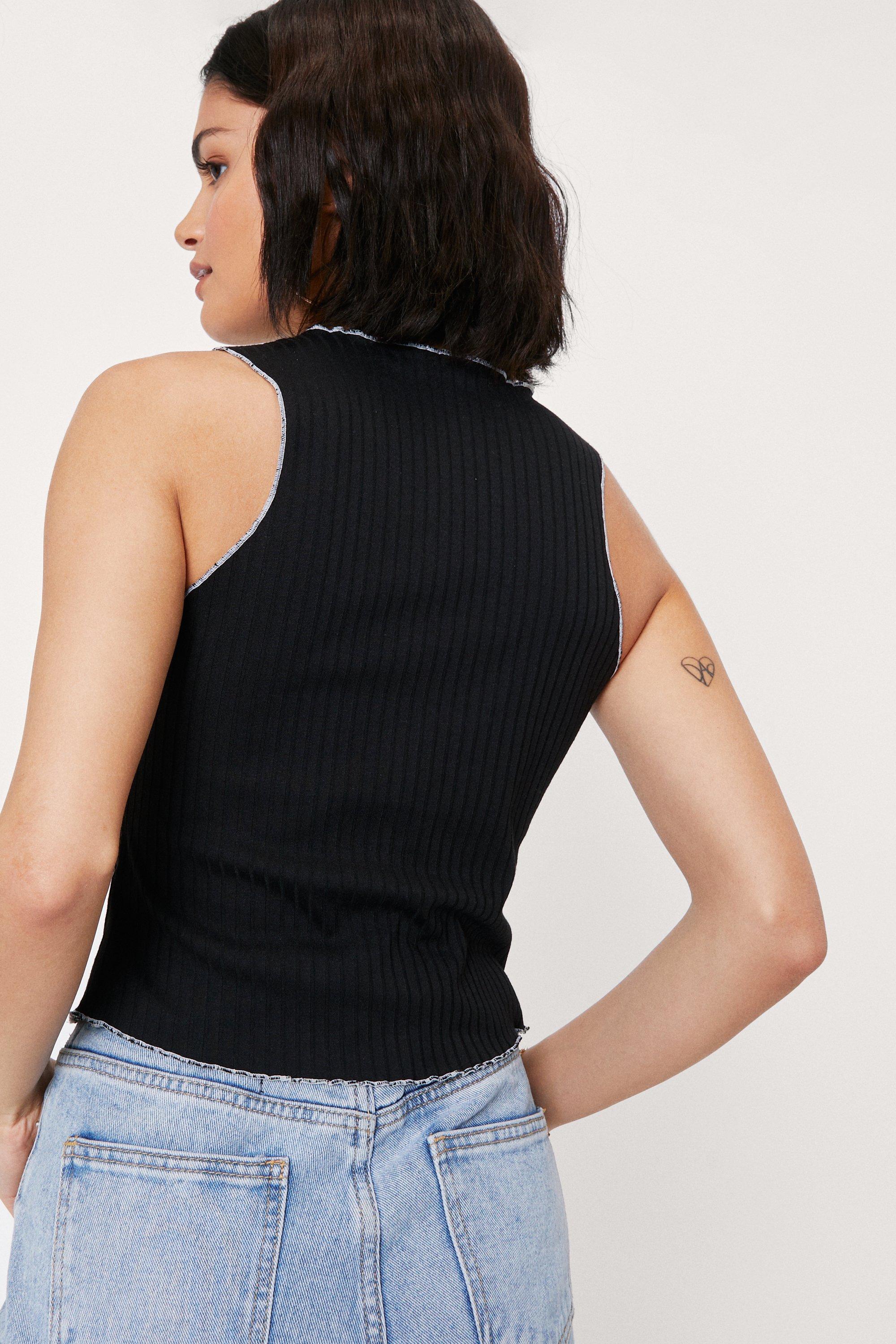 Ribbed Seam Detail Corset Top